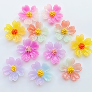 21 mm Kirschblüten Sakura Blume Kunstharz Cabochons mit flacher Rückseite