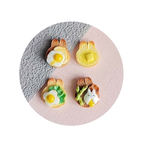 Encantos de resina de tostada de conejo Kawaii para funda de teléfono, dijes de limo DIY