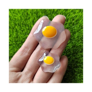 Cabujones de resina con parte posterior plana en miniatura de la serie huevos fritos transparentes para horquilla, álbum de recortes, accesorios artesanales para decoración del hogar DIY