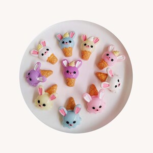 Kaninchen Eis Serie Harz Flatback Cabochons Für Haarnadel Scrapbooking DIY Schmuck Handwerk Dekoration Slime Kit Zubehör Charms