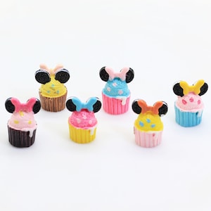 Resin 3D Cute Cartoon Mickey Mini Cupcakes Food Play DIY Crafts Simulation Decoration Accessories