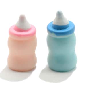 15mm pastel baby blauw roze kleur feeder fles poppen 3D hars voeden fles miniatuur craft voor haar boog centrum decor DIY