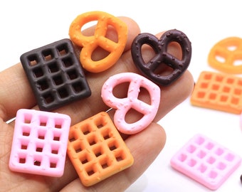 Simulation Biscuits Flatback Resin Cabochon Heart Rectangle Fake Food Resin Cabochons Phone Deco Part DIY Scrapbooking