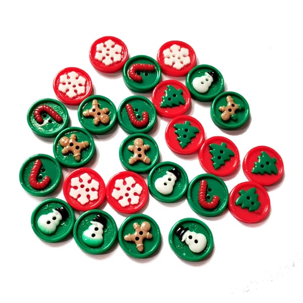 20mm Christmas Round Resin Buttons Sewing Scrapbooking Clothing Handwork Decor Gift Crafts Card Making Fabric Accessories