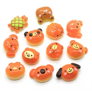 25mm Fake Food Kuchen Dekorationen Kawaii Flache Rückseite Harz Cartoon Tier Brot Handwerk Cabochon Scrapbooking Fit Haarspangen Perlen Diy