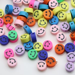 10 mm Gelb Smiley Gesicht Perlen Polymer Clay Perlen lose Spacer Perlen für Schmuckherstellung DIY Armband Zubehör