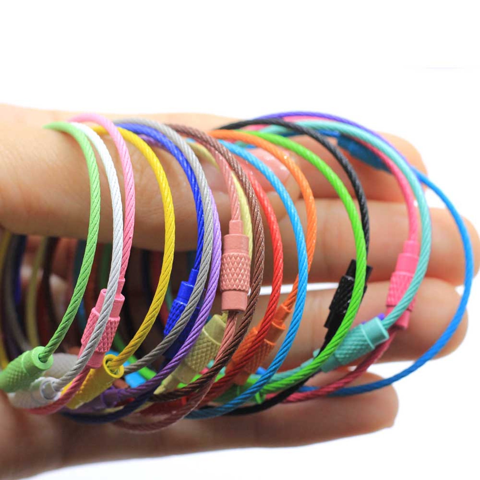 Wire Keychain Rope Colorful Wire Rope Key Chain Wire Keychain Carabiner Cable Key Ring ...