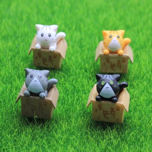 Kreskówka Biedny Kotek Pudełko Model Mały Posąg Brelok Urok Wisiorek Samochód Figurka Rzemiosło Ogród Figurka Ozdoba DIY Miniatury