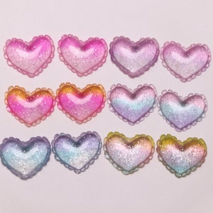 23mm Glitter Heart Flatback Resin Cabochon para Scrapbook Kawaii DIY Embellishments Accesorios