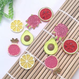 4 stijlen fruitgranaatappel, watermeloen, avocado, citroenhars plaksteen cabochons voor knutselen, sieraden maken, doe-het-zelf slijmbenodigdheden