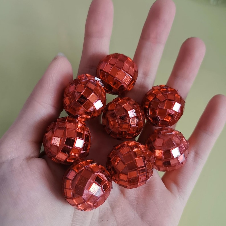 Gold 21mm Mini Disco Ball Beads Cake Decoration Birthday Table Decorations 70s Theme Disco Party Dance Party Supplies #3-red