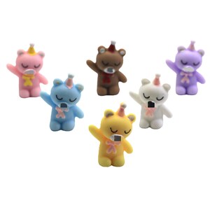Atacado DIY Jóias Acessório Resina Urso Miniatura 3D Estatuetas de Animais Cabochão de Costas Planas para Capa de Telefone Brinco Ornamento