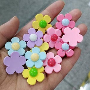 Groothandel 24mm Gemengde Kleur Hars Vijf Bloemblaadje Bloemen Plaksteen Cabochon Versiering Accessoires DIY Craft Scrapbooking