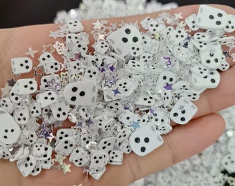 Halloween Cute Ghost and Star Clay Slices Mixed Confetti Polymer Clay Sprinkles for Slime,Shaker Project Fillers