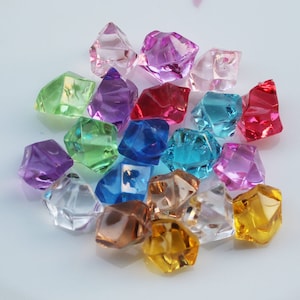 Bulk 100 Pcs Large 24mm Round Crystal Faceted Acrylic Rhinestones Glue on  Flat-back Craft Jewels Gems Vintage 