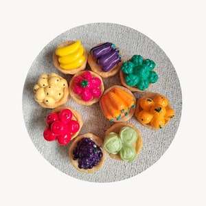 35 mm 3D Frutta Resina Cabochon Kawaii Simulazione Frutta Verdura Cestino Miniatura Fai da Te Scrapbooking Gioielli Ciondoli Accessori