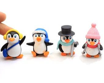 4pcs/set DIY Crafts Mini Winter Penguin Miniature Figurine Christmas Figures For Fairy Garden Gnomes Moss Terrariums Decoration