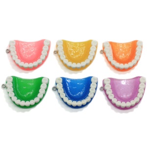 Kawaii miniatura dente estatueta 40mm resina dentes encantos pingentes para brinco pulseira colar jóias fazendo descobertas