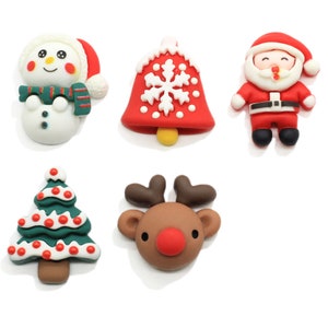 Resina Natale Renna Testa Albero Pupazzo di neve Flatback Cabochon Craft per capelli fai-da-te centro di prua scrapbooking