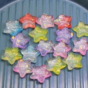 22mm Brillante Biling Star Resina Plana Trasera Cabujón Arte Suministro Decoración Encanto Artesanía DIY