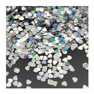 Lentejuelas holográficas gruesas con forma de corazón para slime, bolas de nieve, rellenos para proyectos de bricolaje y manualidades con resina.
