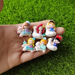 50/100 pièces 32 mm Kawaii dos plat princesse cabochons en résine pour bricolage cheveux noeud décoration de téléphone Scrapbooking