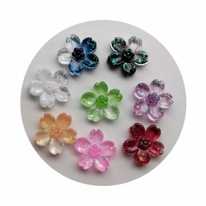 Lumineuse 25 mm scintillant fleur de cerisier en résine à dos plat slime fournitures breloques