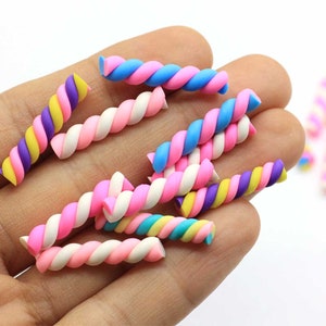 Hot Selling Cute Kawaii Polymer Clay Swirl Marshmallow Candy 25mm Lunghezza per l'artigianato, Phone Deco, Scrapbooking, FAI DA TE