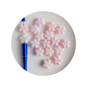 23 mm 虹色アクリル 桜の花ビーズ ペンやジュエリー用 電話アクセサリー ビーズ インクペン