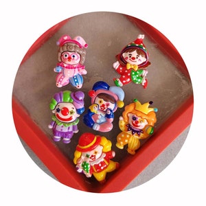 Cabujones de resina con parte posterior plana de payaso mezclado Kawaii, accesorios de decoración artesanal, joyería para álbum de recortes