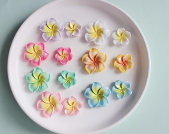 Cabochões de flores com parte traseira lisa Plumeria Flor Resina Verão 3D Mini Havaí Floral Praia Cabochão para Enfeite de Scrapbooking Capa de Celular