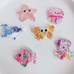 28 mm Platte achterkant Zeepaardje Zeester Vis Dolfijn Hars Versieringen Scrapbooking Kawaii Zeeleven Cabochons Slijmbedels