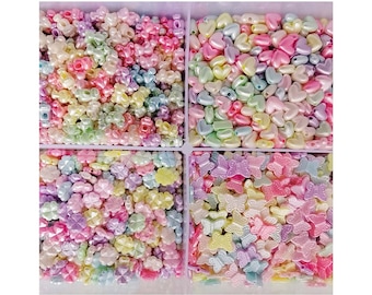 Candy Color Acrylic Rose Flower Beads Mixed 40 Styles Of Resin Crafts for DIY Assorted Acrylic Pastel Color Rose Loose Beads Jewelry Phone
