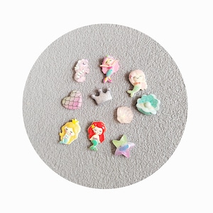 100 pçs novo mini bonito 20-25mm princesa peixe, concha, série concha plana volta resina scrapbooking diy jóias artesanato decoração