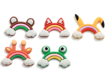 Kawaii Regenbogen Wolke Resin Flatback Cartoon Tiere Cabochon Verzierungen DIY Basteln für Telefon Schmuck Basteln Deko