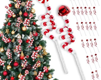 キャンディケーンクリスマスツリーデコレーションキット、赤と白の