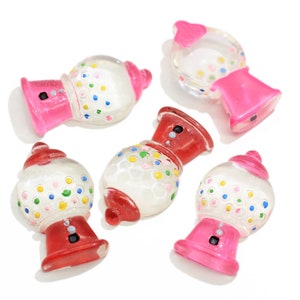 Flache Rückseite Resin Cabochon Kawaii Rot Rosa Bubble Gumball Machine DIY Flatback Verzierung Zubehör Scrapbooking