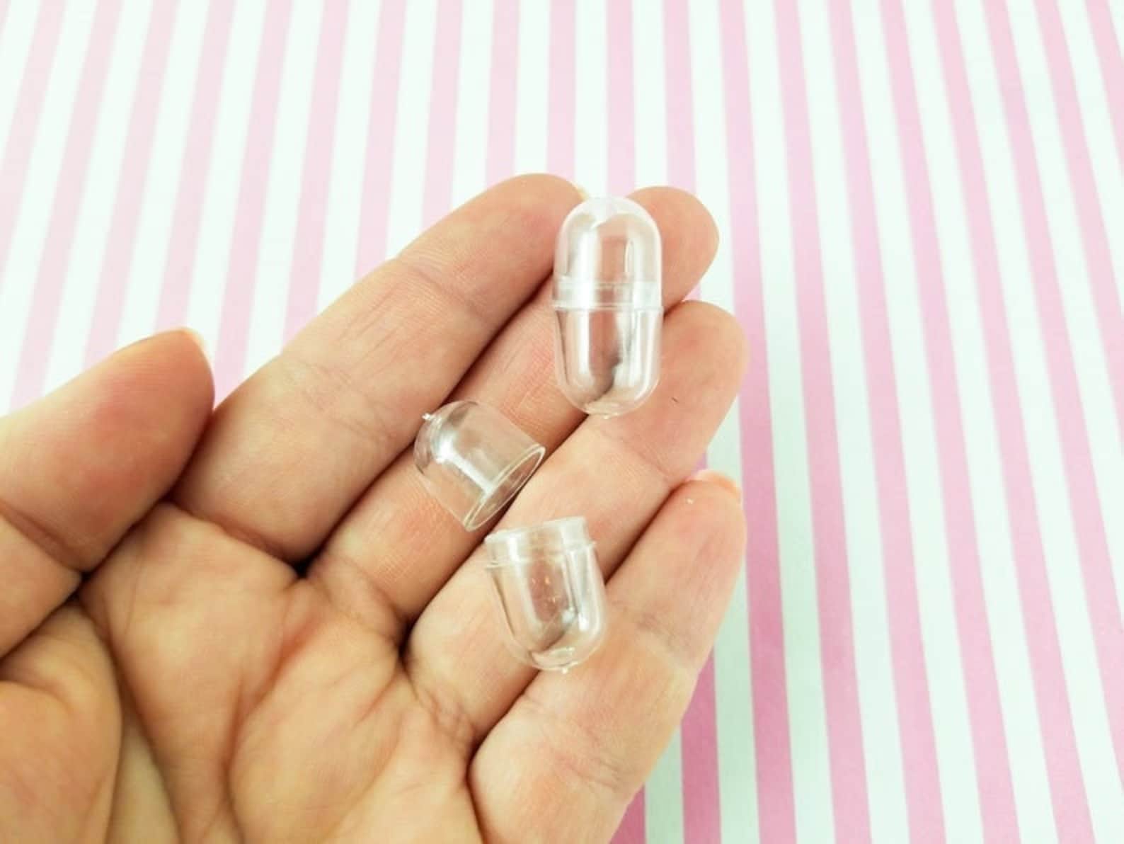 100pcs Clear Fake Capsules Transparent Pill Plastic Charms Put Etsy