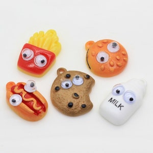 French fries/Hot dog/Hamburger/Cookie/Milk Resin Miniature Food Kawaii Charm For Necklace Pendant Earring Charm DIY Craft Accessories