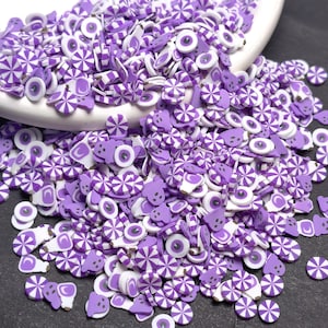 Custom Purple Peppermint Eyeballs Halloween Polymer Clay Slices Polymer Clay Pieces for Snow Globes Cup Filler
