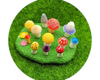 Cute 3D Minaiture Mushroom Resin Charms For Jewelry Making Earring Necklace DIY Craft Keychain Doll House Garden Accessories