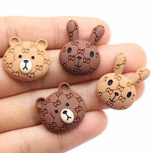 Hars Flatback Bear Konijn Koekjes Platte Rug Cabochon Kawaii DIY Craft Decoratie Miniatuur Hars hart Eenhoorn dubbel koekje Brood Eten
