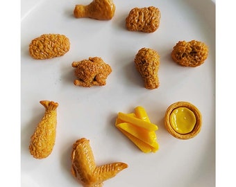 Kawaii Resin Imitation Food Chicken Wing Fries Flatback DIY Scrapbook Craft Mini Kitchen Accessories