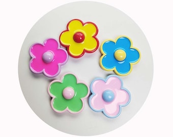 Mixed Color Flatback Resin 5-Petal Flower Cabochons 52mm Flatback Charms