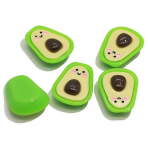 Kawaii Smiley Face Avocado Flatback Resin Cabochon Simulazione Frutta Melma Diy Scrapbooking Accessori per capelli