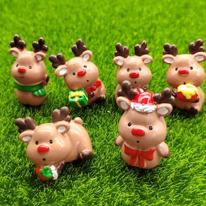 Figurines de cerf de renne, décoration de noël, 6 pièces, Figurines Miniatures d'animaux féeriques, décoration bricolage pour la maison