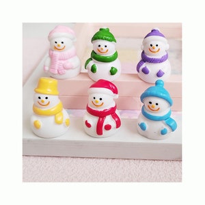 Mini Sneeuwpop Hars Ornament 3D Beeldje Voor Ambachten Sneeuwbollen Nieuwjaar Xmas Geschenkdoos Decoratie: