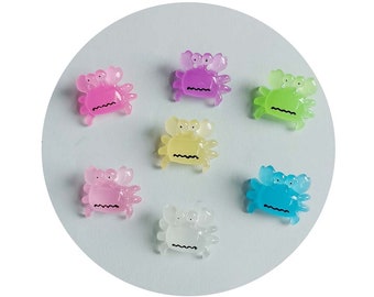 Mini Fluorescent Colorful Crabs Ornament Miniature Figures Tiny Resin Handicraft Micro Landscape Dollhouse Decoration