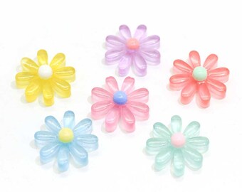 16 mm 20 mm bunte klare Gänseblümchen Blumen Harz Flatback Cabochon für DIY Zubehör Handwerk machen