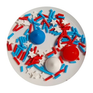 Rot Blau Weiß Stern Ton Scheibe Candy Spriks Mix Essen Harz Charms Benutzerdefinierte Polymer Clay